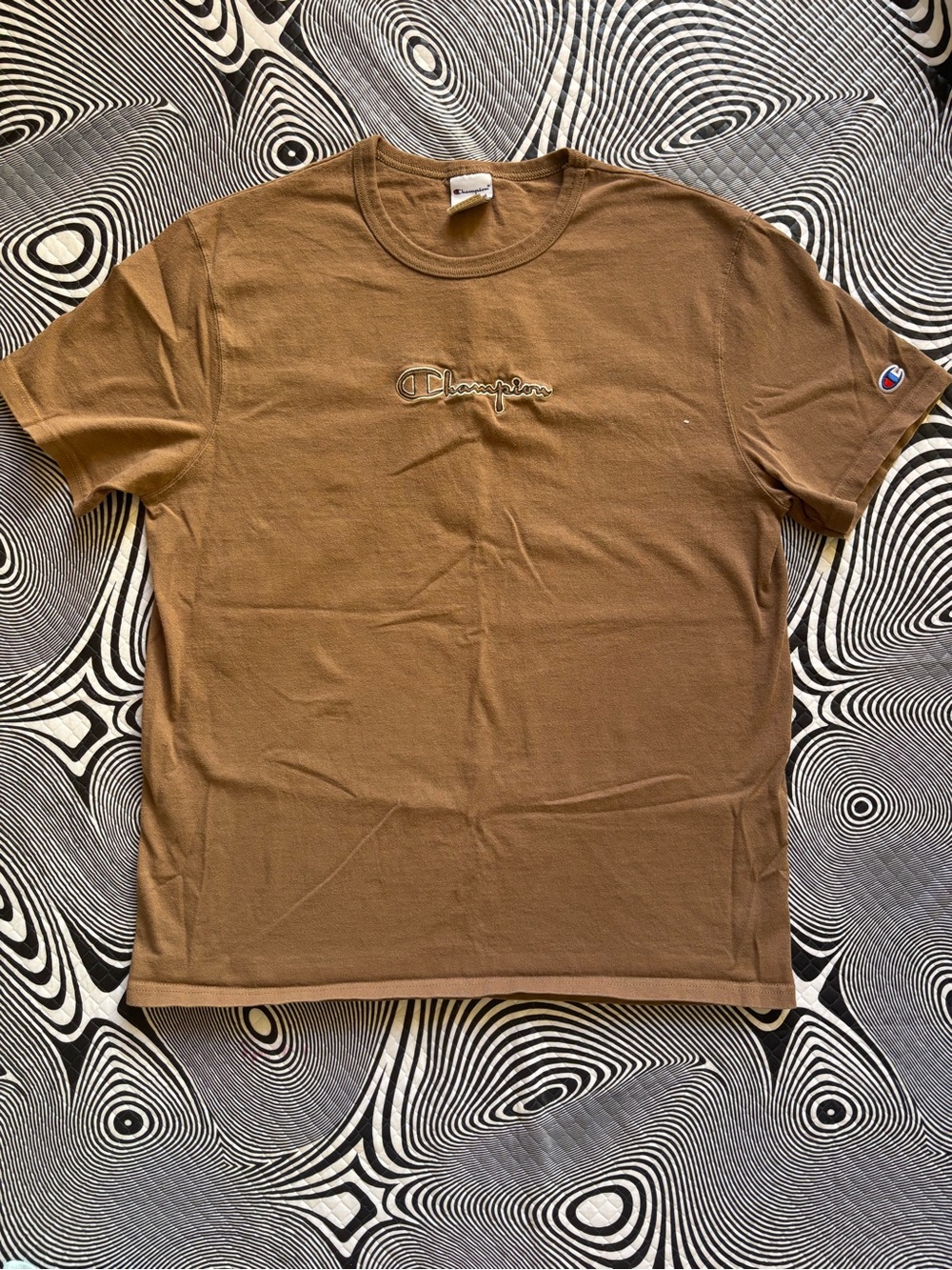 Champion Short-Sleeve Tee in Brown with Embroidered Logo